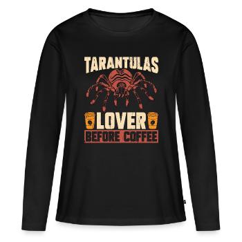L’amant de la tarentule avant l’araignée de café L’amant du café - T-shirt manches longues Premium bio Femme - noir - Devant - Julia (174cm)