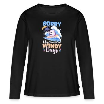 Kitesurfen funktioniert nicht an windigen Tagen - Frauen Premium Bio Langarmshirt - Schwarz - Vorne - Julia (174cm)