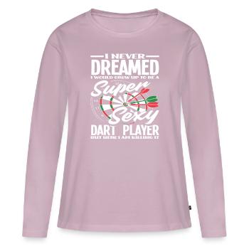 Fier joueur de fléchettes - T-shirt manches longues Premium bio Femme - rose poudré - Devant - Julia (174cm)