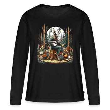 Wendigo esthétique Cottagecore - T-shirt manches longues Premium bio Femme - noir - Devant - Julia (174cm)