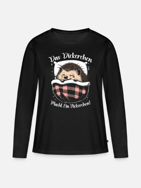 Das Dickerchen Macht ein Nickerchen - Frauen Premium Bio Langarmshirt - Schwarz