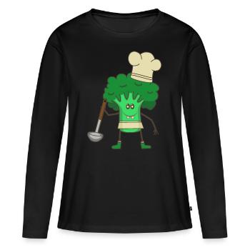 Cuisson du brocoli Soupe aux légumes Cuisson à la louche - T-shirt manches longues Premium bio Femme - noir - Devant - Julia (174cm)