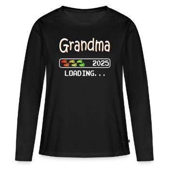 Future Mamie 2025 chargement future grand-mère - T-shirt manches longues Premium bio Femme - noir - Devant - Julia (174cm)