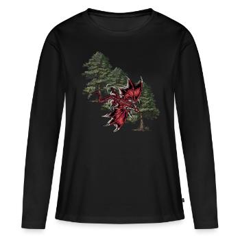 Animal mythique dragon fable dragon personnage de conte de fées dino - T-shirt manches longues Premium bio Femme - noir - Devant - Julia (174cm)
