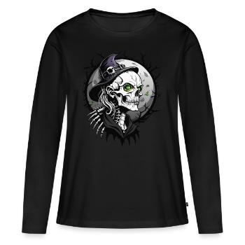 Witch Skull // Totenkopf Hexe // Halloween FS0021 - Women's Premium Organic Long Sleeve Shirt - black - Front - Julia (174cm)