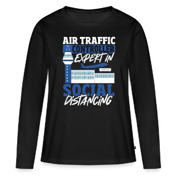 Radar Avion Aéroport Contrôleur De La Circulation Aérienne Uniforme - T-shirt manches longues Premium bio Femme - noir - Devant - Julia (174cm)