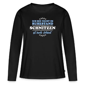 Ruhestand Rentner Pensioner Schnitzen - Frauen Premium Bio Langarmshirt - Schwarz - Vorne - Julia (174cm)