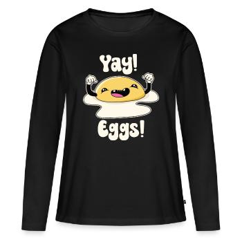 Yay Oeufs - T-shirt manches longues Premium bio Femme - noir - Devant - Julia (174cm)