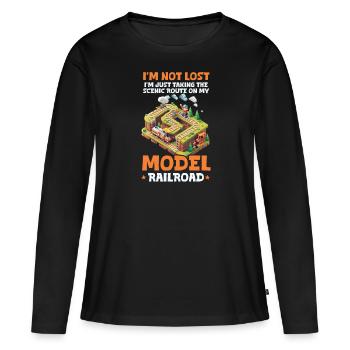 Modelleisenbahn nicht verloren, landschaftlich reizvolle Route - Frauen Premium Bio Langarmshirt - Schwarz - Vorne - Julia (174cm)