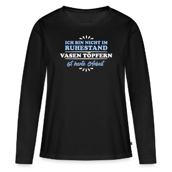 Retraité retraité Vase poterie - T-shirt manches longues Premium bio Femme - noir - Devant - Julia (174cm)