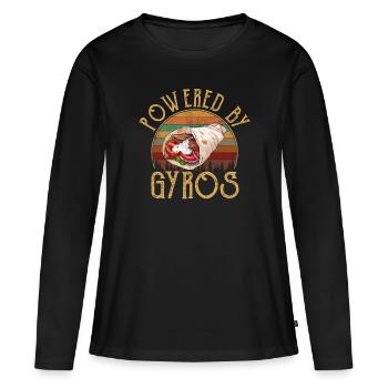 Propulsé par gyros Greek Food - T-shirt manches longues Premium bio Femme - noir - Devant - Julia (174cm)