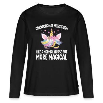 Soins correctionnels comme une infirmière normale cadeaux - T-shirt manches longues Premium bio Femme - noir - Devant - Julia (174cm)