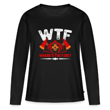 Où est le pompier, pompier, pompier - T-shirt manches longues Premium bio Femme - noir - Devant - Julia (174cm)