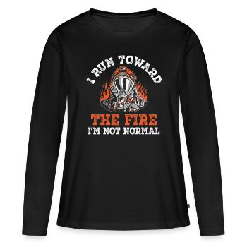 Pompiers Pompiers Pompiers Pompiers Pompiers - T-shirt manches longues Premium bio Femme - noir - Devant - Julia (174cm)