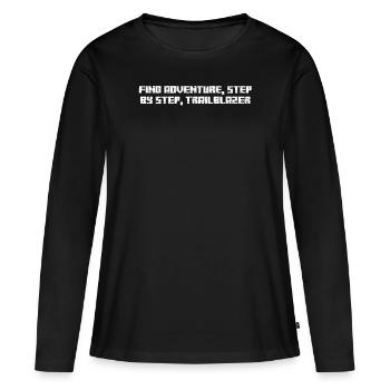 Randonnée - Trouvez l’aventure, étape par étape, - T-shirt manches longues Premium bio Femme - noir - Devant - Julia (174cm)