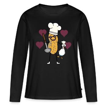 Cacahuète Cuisinier Drôle Photos Poulet Soupe Cuisson - T-shirt manches longues Premium bio Femme - noir - Devant - Julia (174cm)