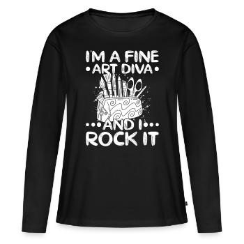 Funny Art Painter Art Diva & I Rock It Drawing - Frauen Premium Bio Langarmshirt - Schwarz - Vorne - Julia (174cm)