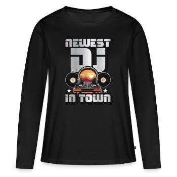 Disc Jockey Le nouveau DJ de la ville aime les disques vinyles - T-shirt manches longues Premium bio Femme - noir - Devant - Julia (174cm)