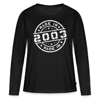 Année de naissance Naissance Né en - Fabriqué en 2003 - T-shirt manches longues Premium bio Femme - noir - Devant - Julia (174cm)