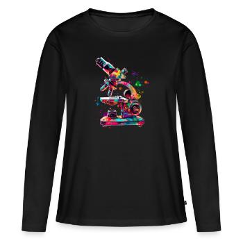 Microscopie Scientifique Biologiste Microscope - T-shirt manches longues Premium bio Femme - noir - Devant - Julia (174cm)