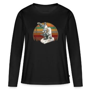 Microscopie Scientifique Biologiste Microscope - T-shirt manches longues Premium bio Femme - noir - Devant - Julia (174cm)