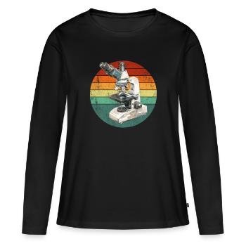 Microscopie Scientifique Biologiste Microscope - T-shirt manches longues Premium bio Femme - noir - Devant - Julia (174cm)