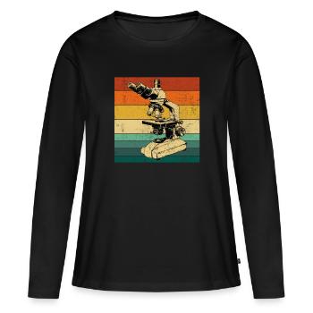 Microscopie Scientifique Biologiste Microscope - T-shirt manches longues Premium bio Femme - noir - Devant - Julia (174cm)