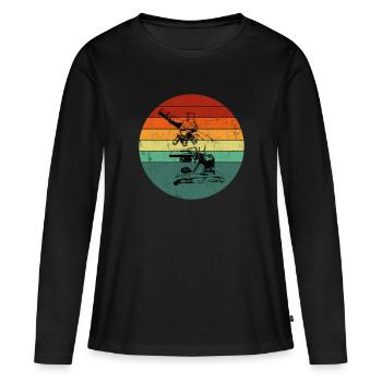 Microscopie Scientifique Biologiste Microscope - T-shirt manches longues Premium bio Femme - noir - Devant - Julia (174cm)