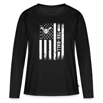 Tee-ball Player Tee-ball US Flag - Women's Premium Organic Long Sleeve Shirt - black - Front - Julia (174cm)
