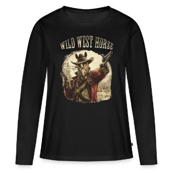 Wild West Horse. Western, Cowboy, Wildwestfan, - Frauen Premium Bio Langarmshirt - Schwarz - Vorne - Julia (174cm)