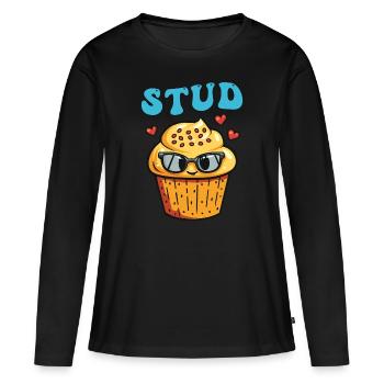 Cool Cupcake – Stud Muffin with Sunglasses - Women's Premium Organic Long Sleeve Shirt - black - Front - Julia (174cm)