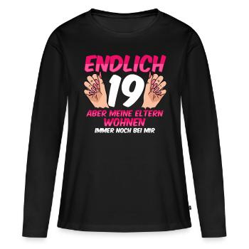 Finalement, à 19 ans, mes parents vivent toujours avec moi - T-shirt manches longues Premium bio Femme - noir - Devant - Julia (174cm)