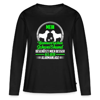 Le chien courant hanovrien me protège - T-shirt manches longues Premium bio Femme - noir - Devant - Julia (174cm)