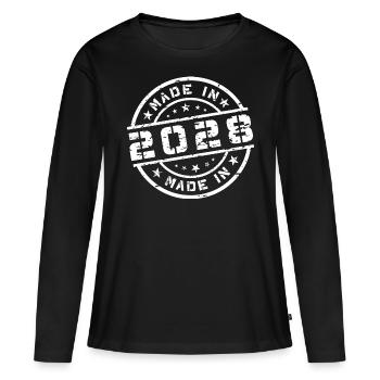 Année de naissance Naissance Né en - Fabriqué en 2028 - T-shirt manches longues Premium bio Femme - noir - Devant - Julia (174cm)