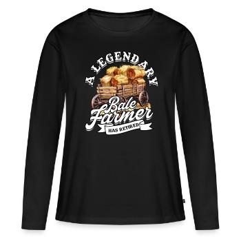 Landwirt Heu Stroh Strohballen Heuballen - Frauen Premium Bio Langarmshirt - Schwarz - Vorne - Julia (174cm)
