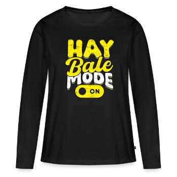 Landwirt Heu Stroh Strohballen Heuballen - Frauen Premium Bio Langarmshirt - Schwarz - Vorne - Julia (174cm)