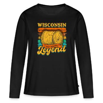 Landwirt Heu Stroh Strohballen Heuballen - Frauen Premium Bio Langarmshirt - Schwarz - Vorne - Julia (174cm)