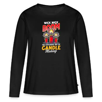 Bougie Fabrication Mèche, Mèche, Boum L’Art Explosif - T-shirt manches longues Premium bio Femme - noir - Devant - Julia (174cm)