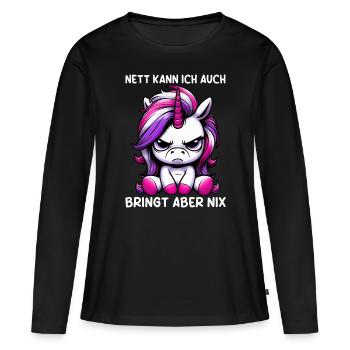 Sympa je peux aussi apporter mais rien n’apporte - T-shirt manches longues Premium bio Femme - noir - Devant - Julia (174cm)