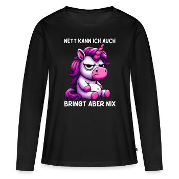 Sympa je peux aussi apporter mais rien n’apporte - T-shirt manches longues Premium bio Femme - noir - Devant - Julia (174cm)