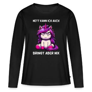 Sympa je peux aussi apporter mais rien n’apporte - T-shirt manches longues Premium bio Femme - noir - Devant - Julia (174cm)