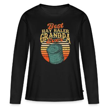 Landwirt Heu Stroh Strohballen Heuballen - Frauen Premium Bio Langarmshirt - Schwarz - Vorne - Julia (174cm)