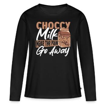 Choccy Milk Milk Blend I Lait au chocolat Heart - T-shirt manches longues Premium bio Femme - noir - Devant - Julia (174cm)