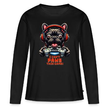Chemise Gamers Bouledogue Français Gaming Jonk - T-shirt manches longues Premium bio Femme - noir - Devant - Julia (174cm)