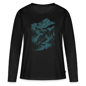 Motorrad Motocross Motorsport Natur Berge - Frauen Premium Bio Langarmshirt - Schwarz - Vorne - Julia (174cm)