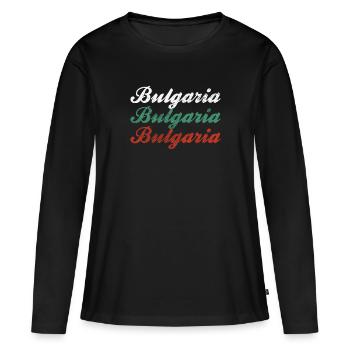 Bulgarie Bulgarie Lettrage - T-shirt manches longues Premium bio Femme - noir - Devant - Julia (174cm)