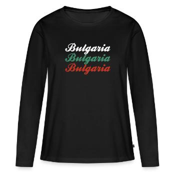 Bulgarie Bulgarie Lettrage - T-shirt manches longues Premium bio Femme - noir - Devant - Julia (174cm)