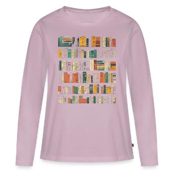Livre Coloré Art Texte Motif Graphique Livre - T-shirt manches longues Premium bio Femme - rose poudré - Devant - Julia (174cm)