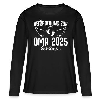 Werdende Oma 2025 Schwangerschaft verkünden - Frauen Premium Bio Langarmshirt - Schwarz - Vorne - Julia (174cm)