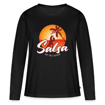 Danse Salsa Salsa Sur La Plage Mambo Musique Danse - T-shirt manches longues Premium bio Femme - noir - Devant - Julia (174cm)